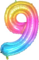 DW4Trading® Cijfer ballon 9 regenboog 100cm