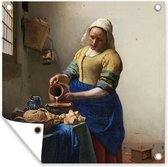 Tuinschilderij Het melkmeisje - Johannes Vermeer - 60x80 cm - Tuinposter - Tuindoek - Buitenposter