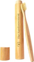 The Bamboovement, Bamboe Tandenborstel + Tandenborstelkoker | Tandenborstel Medium | Tandenborstelkoker op Reis | Biologisch Afbreekbaar |