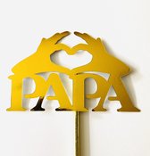 Taartdecoratie versiering| Taarttopper| Vaderdag| Cake topper| Papa| Handjes| Goud glans|14 cm| karton