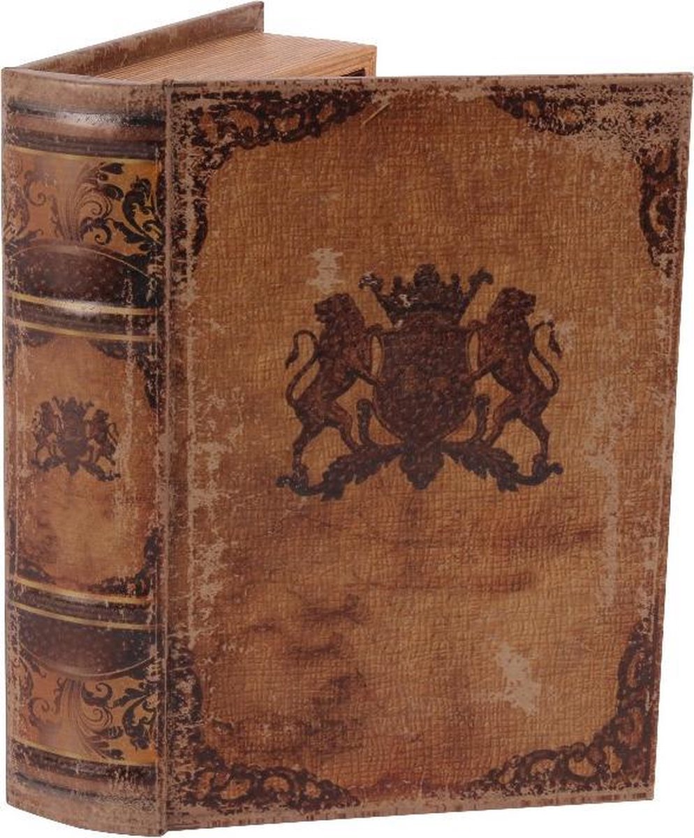 Baroque - Opberger - Opbergboek Wapenschild 23 cm - Bruin - 23x16.5x5.5 - PU Leather