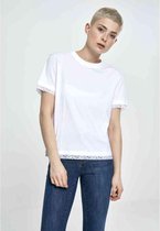 Urban Classics Dames Tshirt -M- Boxy Lace Hem Wit