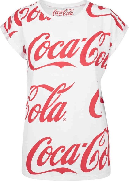 Merchcode Coca Cola - Coca Cola AOP Dames T-shirt - XS - Wit