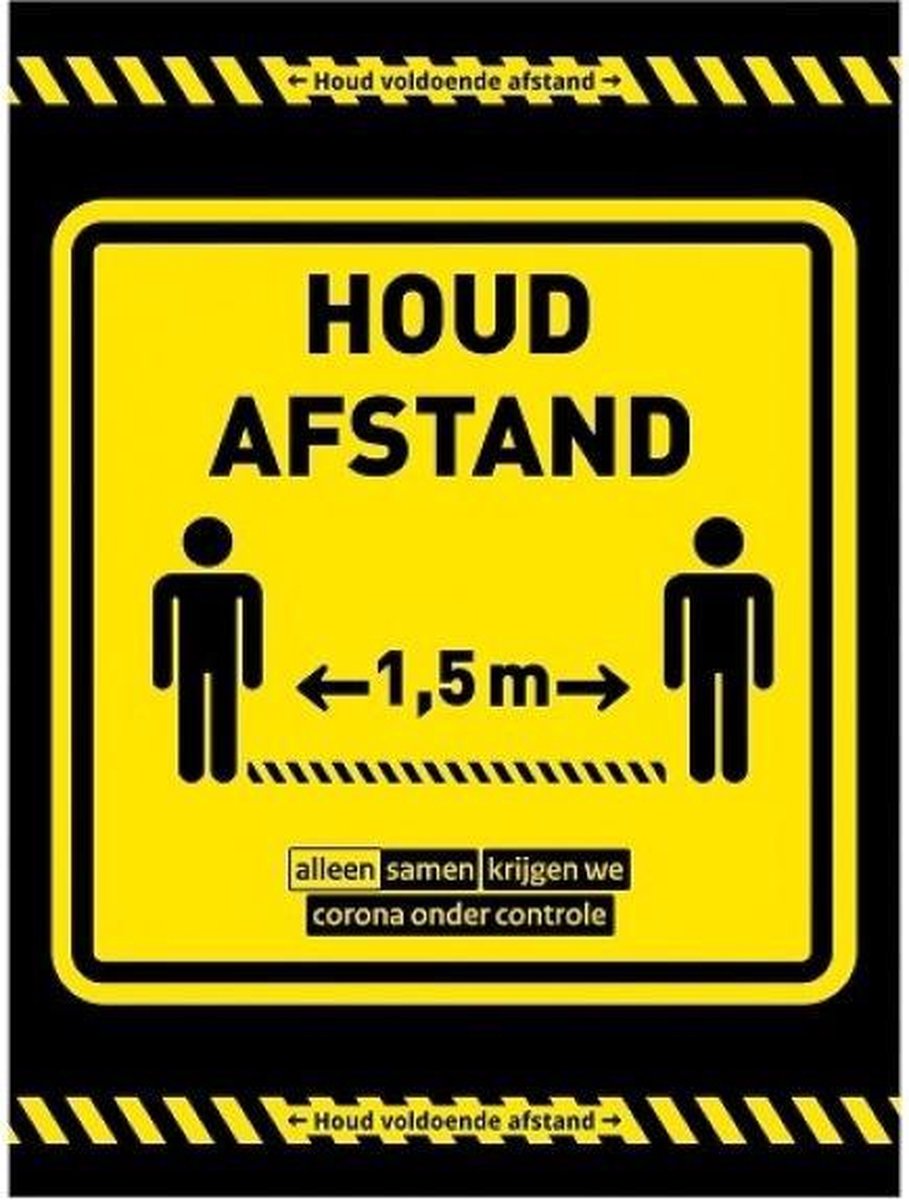 Bol Com Houd Afstand Sticker Samen Krijgen We Corona Onder Controle Antislip Groot