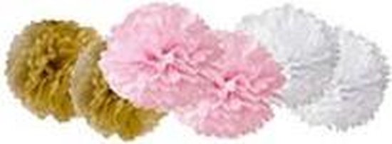 enkel en alleen Bewolkt kraam Pompons - Pompons Decoratie - 6 Stuks - Goud Roze Wit - 20cm | bol.com