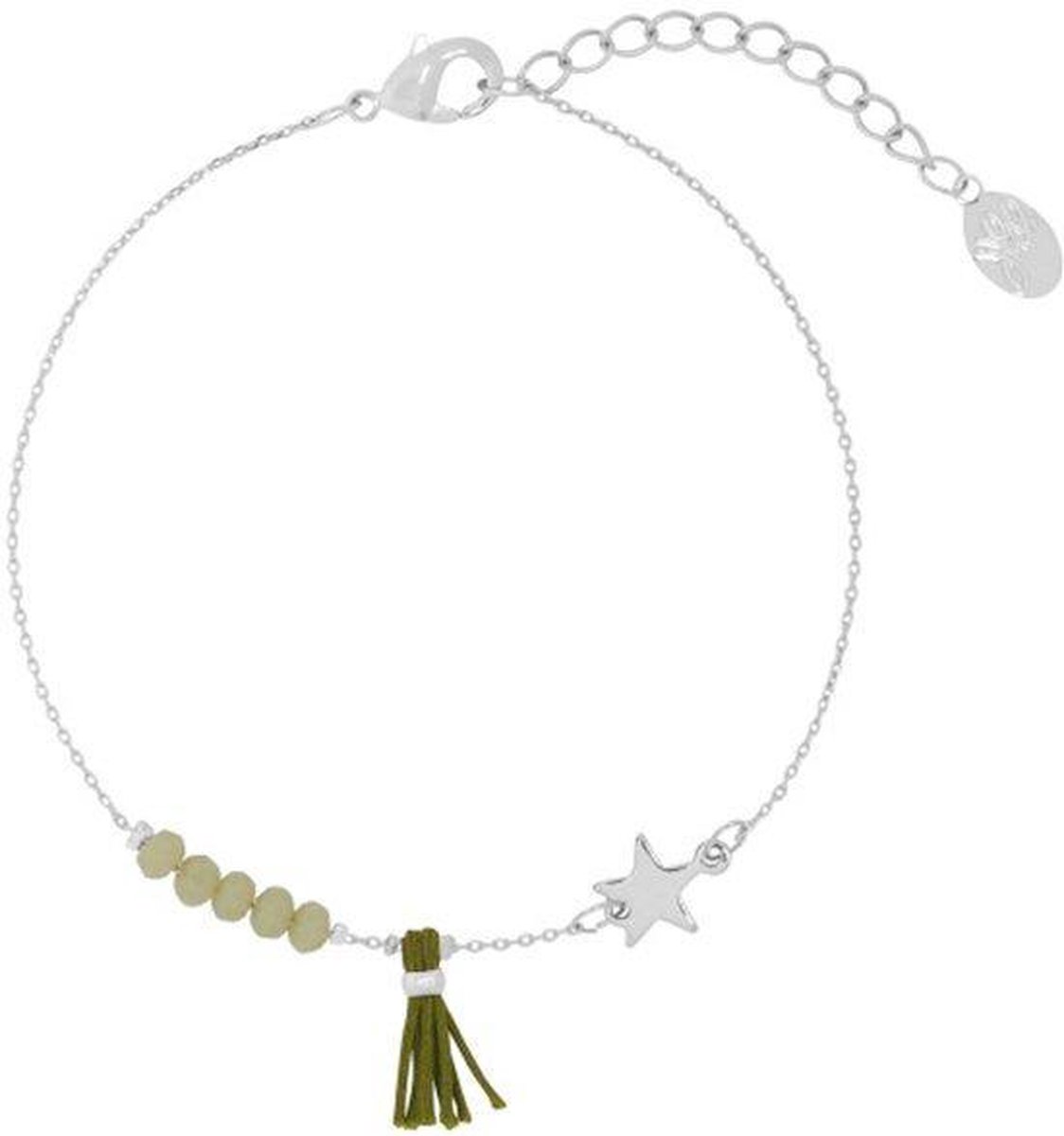 Jomide Armbandje Zilverkleurig Tassel Mix - Groen