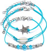 Enkelbandjes Bohemian Zeester - Blauw - 3 delig