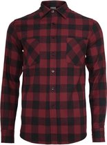 Urban Classics Overhemd -5XL- Checked Flanell Zwart/Bordeaux rood