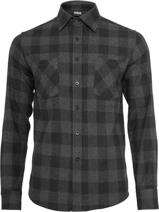 Urban Classics - Checked Flanell Overhemd - 4XL - Zwart/Grijs
