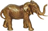 Dierenbeeld olifant 19 cm goud/antieklook - Woondecoratie - Dierenbeelden