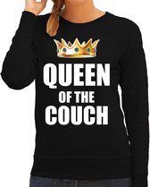 Koningsdag sweater queen of the couch zwart voor dames XL
