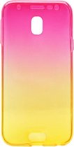 ADEL Siliconen Full Body 360 Graden Softcase Hoesje Geschikt voor Samsung Galaxy J7 (2017) - Kleurovergang Roze Geel