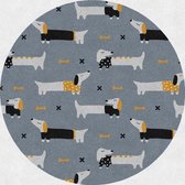 Mat, Vloermat, Vloerkleed, Tapijt, Kind - Kinderkamer Honden - Rond - Wasbaar - Antislip - 115 x 115 cm