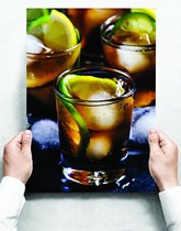Wandbord: Alcoholische drankjes met limoen en cola - 30 x 42 cm