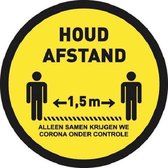 Waarschuwingssticker - Houd Afstand - rond - 600 mm - vloersticker - antislip - COVID-19 - Corona