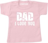 Shirt papa ik hou van jou-roze-wit-Maat 98
