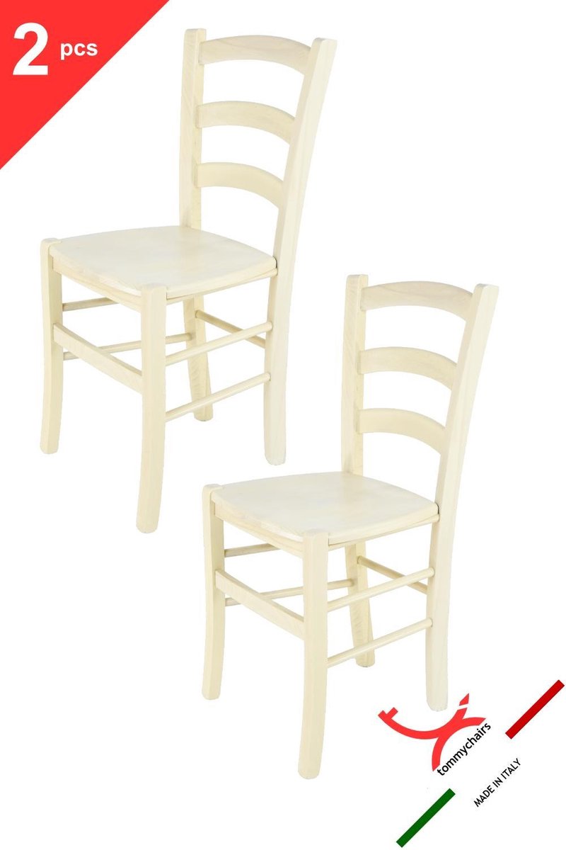 Tommychairs Venice - Eetkamerstoelen - Set van 2 - Wit - Hout