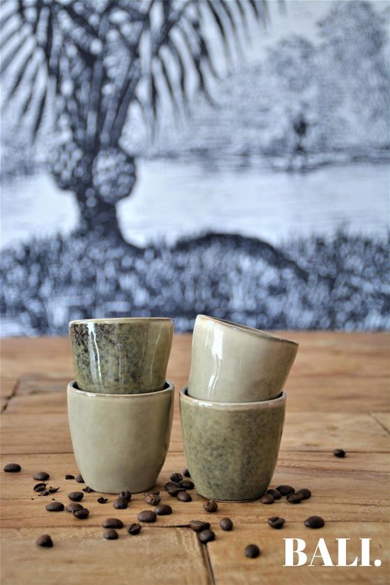 Espresso kopjes - HAND MADE - Espresso kopjes/glazen keramiek - groen -  Gunung (4... | bol.com