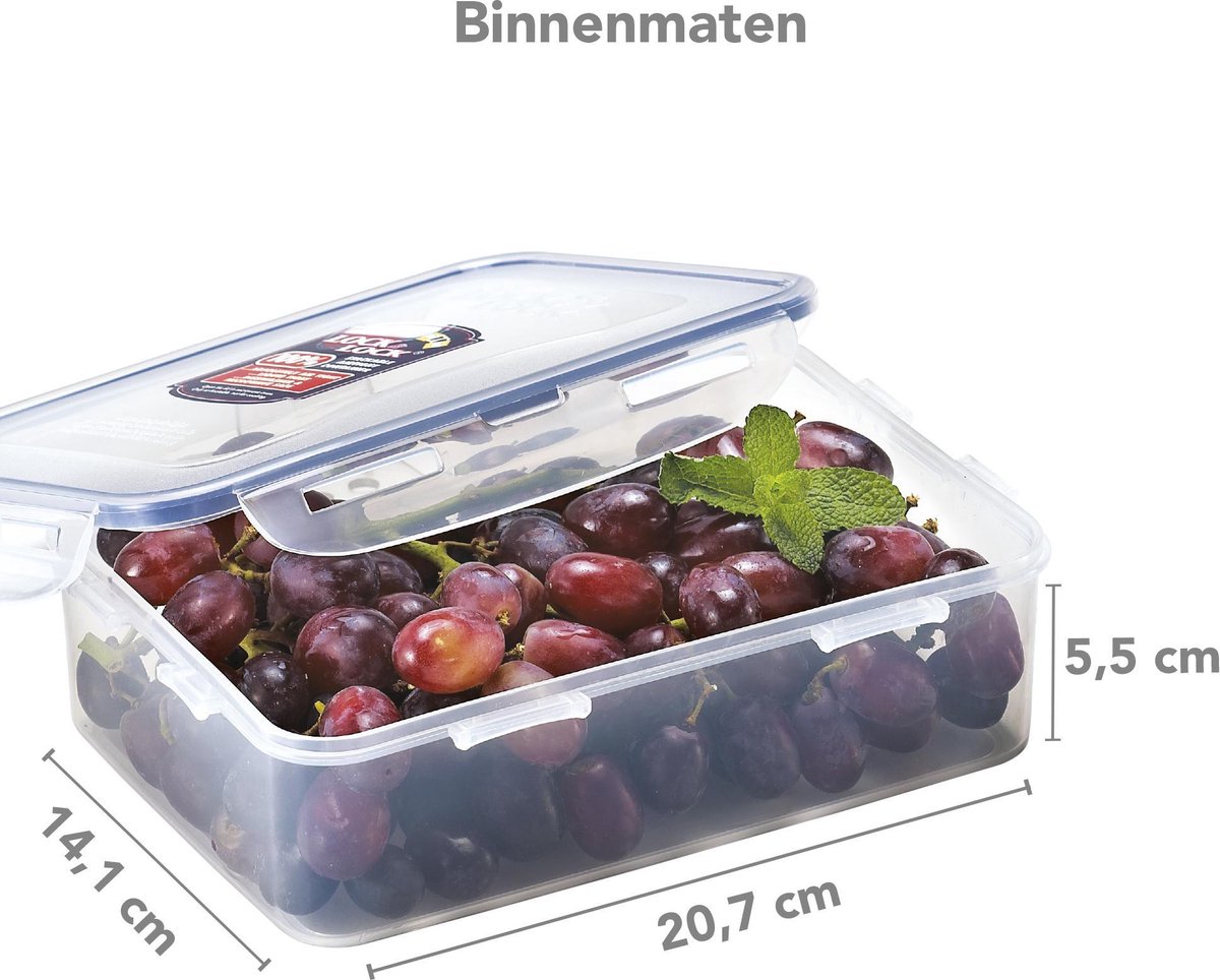 Lock&Lock Diepvriesbakjes - Meal prep bakjes - Vershoudbakjes - 1,6 liter - Set 4 stuks - 100% Lekvrij - BPA vrij - PFAS vrij - Magnetron bakjes met deksel - Diepvriesdozen - Bewaarbakjes - Vershouddoos - Transparant — afbeelding 7