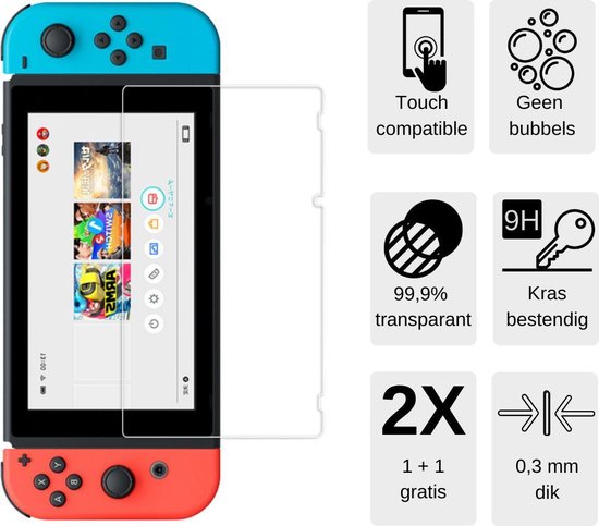 9H Tempered Glass Screen Protector - 2 stuks - Geschikt voor Nintendo Switch - Rubicon