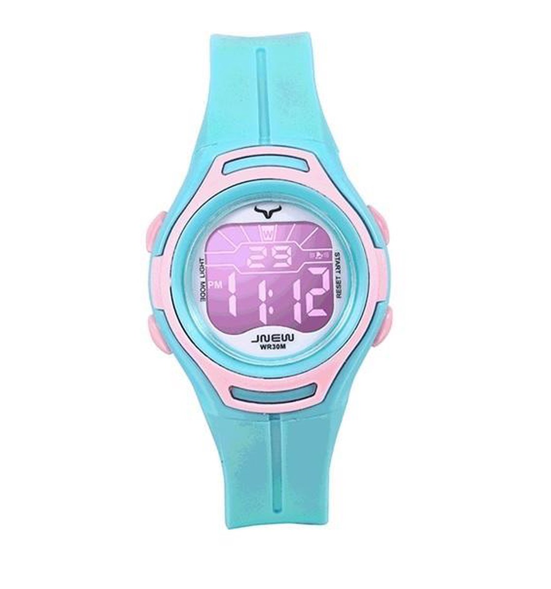 Kinderhorloge Stopwatch - Alarm - LED Display - Roze/Mint