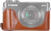 1/4 inch draad PU lederen camera half behuizing basis voor Canon G7 X Mark II (bruin)