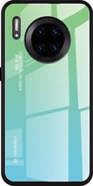 Voor Huawei Mate 30 Pro Gradient Color Glass Case (Sky Blue)