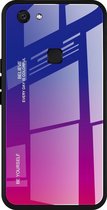 Voor Vivo V7 Gradient Color Glass Case (rood blauw)