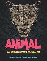 Animal - Coloring Book for Grown-Ups - Wombat, Platypus, Bunny, Shark, other