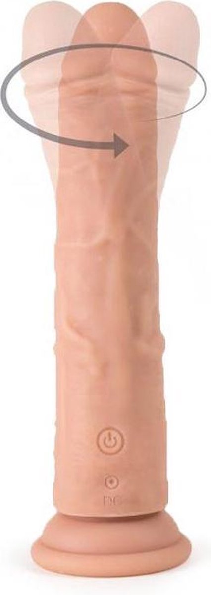 Virgite roterende vibrerende dildo van 19 cm met afstandsbediening - beige