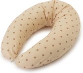 Lumaland Coussin d'allaitement Coussin de grossesse Coussin de couchage latéral avec housse 100% coton étoiles beige / marron 190 x 150 x 37 x 20 cm