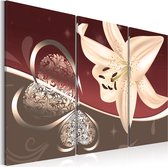 Schilderijen Op Canvas - Schilderij - Abstraction with lily - triptych 120x80 - Artgeist Schilderij