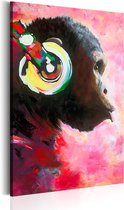 Schilderijen Op Canvas - Schilderij - Monkey Music 80x120 - Artgeist Schilderij