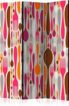 Kamerscherm - Scheidingswand - Vouwscherm - Cutlery - pink and violet [Room Dividers] 135x172 - Artgeist Vouwscherm