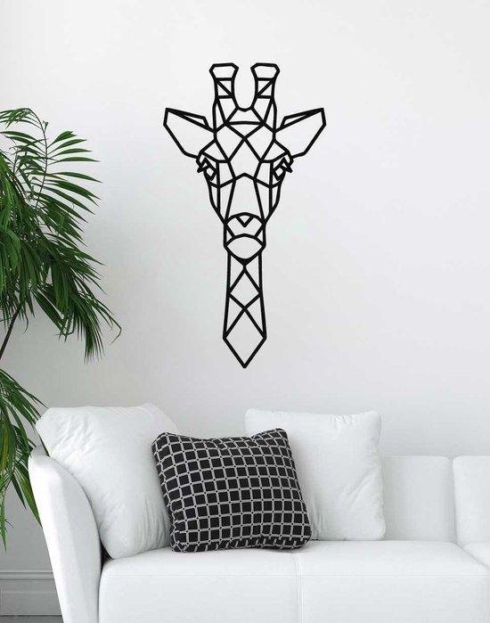 Giraffe Geometrisch Hout 100 x 53 cm - Zwart - Wanddecoratie