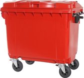 4-wiel afvalcontainer - 660 liter - rood