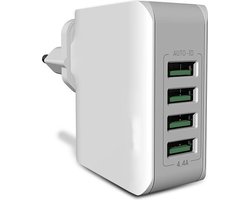 Durata (DR-4403) Oplader met 4 USB poorten 5V 4.4A - Travel Adapter Geschikt voor Smartphone en Tablet Apple / iPad / iPhone /Samsung Galaxy / Tab / Huawei / Oppo / Sony / Motorola etc.