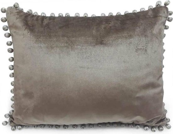 Coussin en velours Pom Pom Taupe (45 x 35 cm)