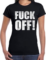 Fuck off protest t-shirt zwart voor dames XS
