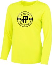 FitProWear Sportshirt Lange Mouw Geel Maat M - Lange Mouw - Sportkleding - Trainingskleding - Polyester - Sportshirt - Dames