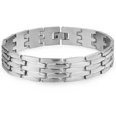 Zilver kleurige Heren Armband - Horlogeband stijl - Staal - 14mm - Armband Mannen - Armband Heren - Valentijnsdag voor Mannen - Valentijn Cadeautje voor Hem - Valentijn Cadeautje V