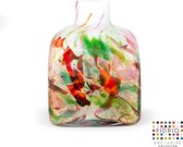 Design kubus vaas Cube  - Fidrio MIXED COLOURS - glas, mondgeblazen. Hoogte 21 cm