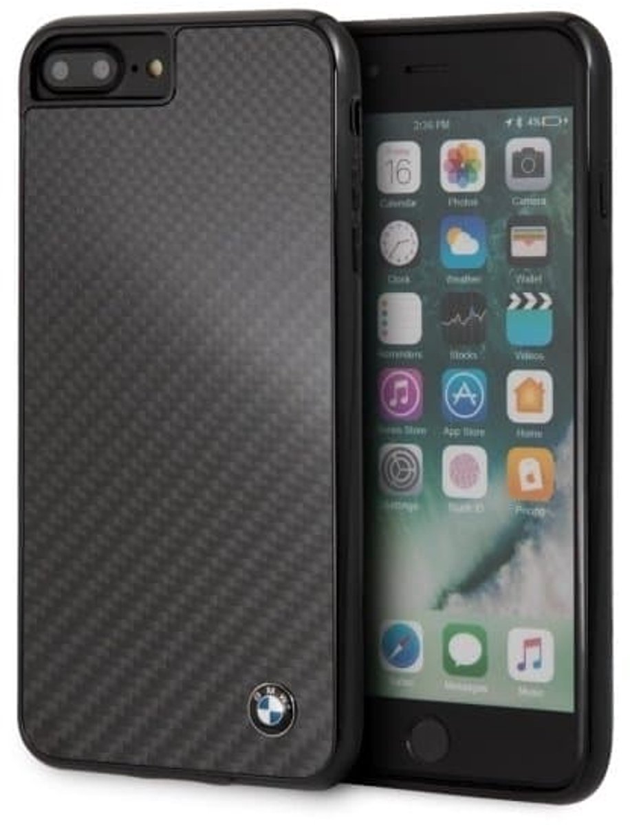 BMW Carbon Back Case Geschikt voor Apple iPhone 7 Plus / iPhone 8 Plus (5.5") - Zwart