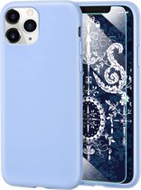 iPhone 11 Pro Hoesje - Siliconen Back Cover & Glazen Screenprotector - Blauw