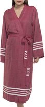 Hamam Badjas Krem Sultan Bordeaux - XL - unisex - hotelkwaliteit - sauna badjas - luxe badjas - dunne zomer badjas - ochtendjas