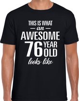 Awesome 76 year / 76 jaar cadeau t-shirt zwart heren L