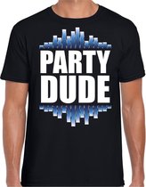 Party dude fun tekst t-shirt zwart heren XL