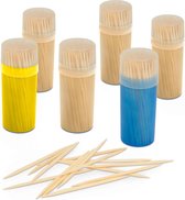Tandenstokers / Cocktailprikkers / Sateprikkers - Set van 6 - 600 Stuks - 100% Bamboe - Toothpicks