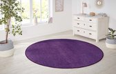 Modern effen vloerkleed rond Nasty - lila 133 cm rond