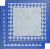 De Witte Lietaer Theedoek Pied de Poule, Blauw - 2 stuks - 65 x 65 cm - Katoen